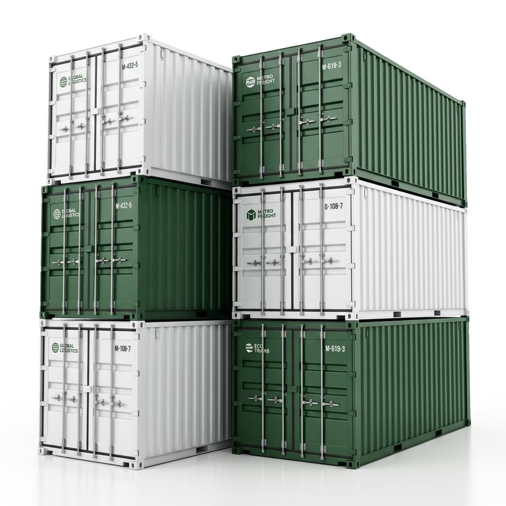 Stacked shipping containers